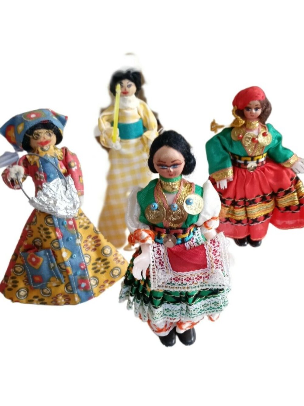 Handmade International Folk Art Dolls Vintage Cultural Set of 4